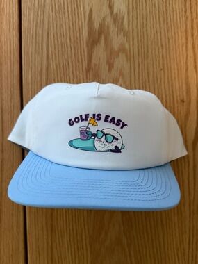 Swannies Golf “Golf Is Easy” Snapback Hat White Blue Adjustable